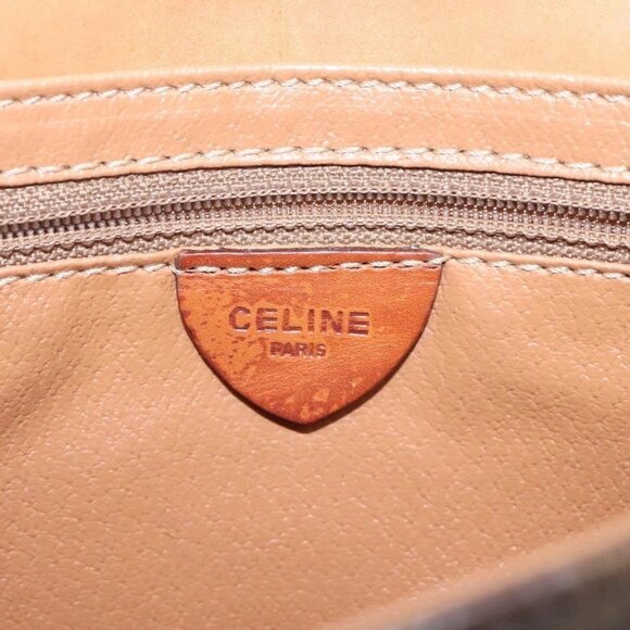 CELINE Macadam Canvas Shoulder Bag PVC Leather Brown Gold Auth BD908 - Picture 9 of 16